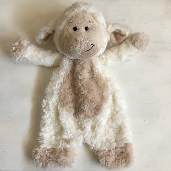 Baby Ganz Flat-A-Pat White Lamb Sheep Baby Security Blanket Lovey 16" BG3181 - Picture 1 of 6